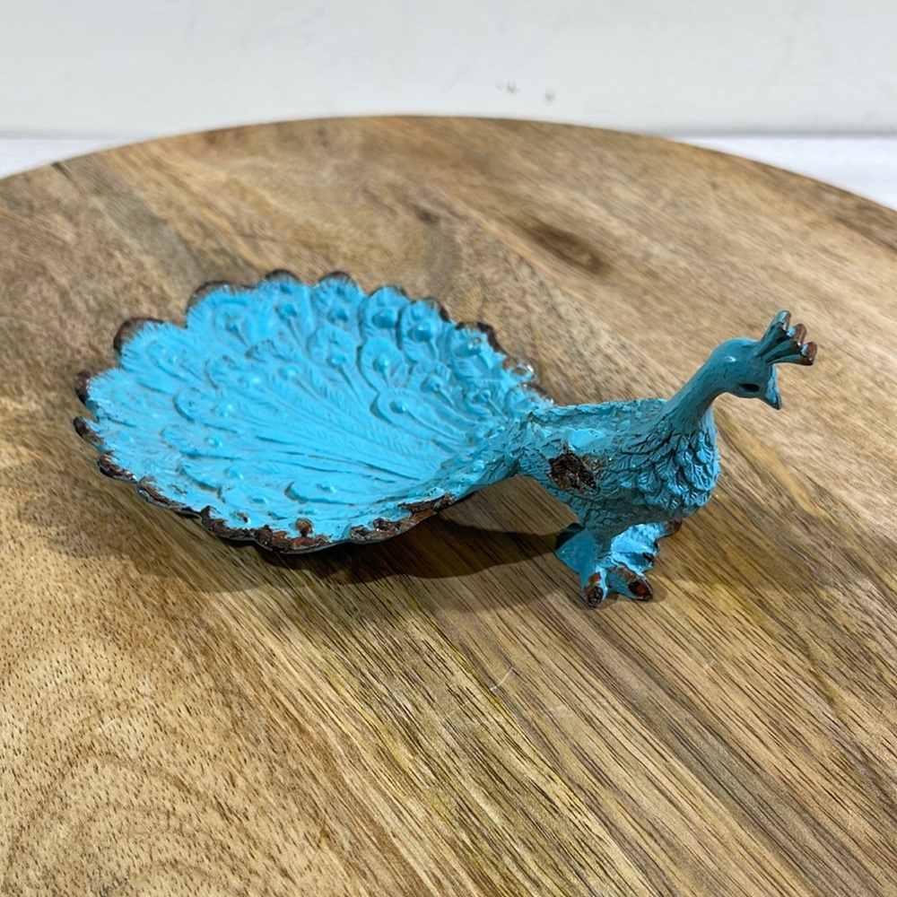 Cast iron peacock catch all/ring dish
